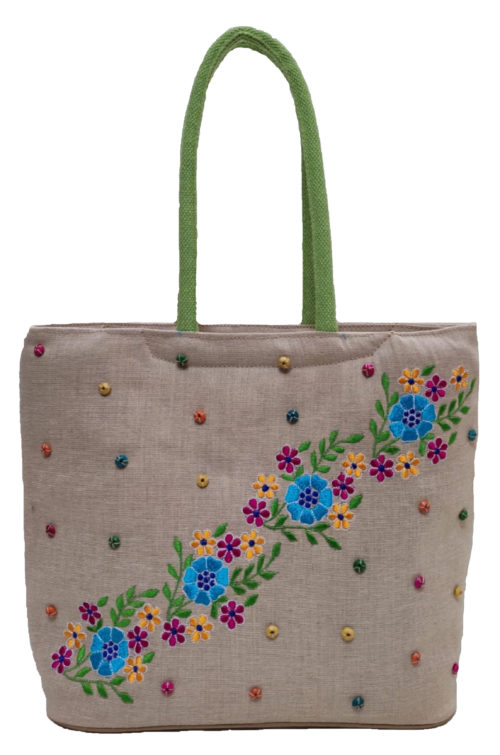 emb bag Jute Embroidery Handbag